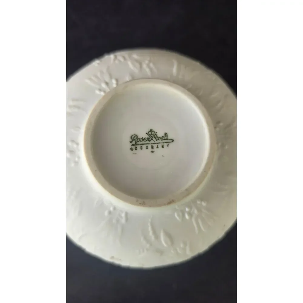 Vintage Rosenthal Flora White Porcelain Embossed Bowl Germany Flower Relief